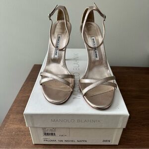 Manolo Blahnik Paloma 105 Rosegold Sandals size 37.5